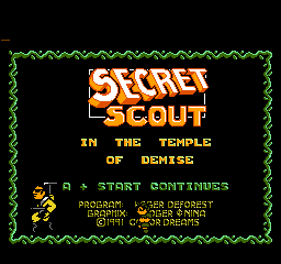 Secret Scout title screen for NES